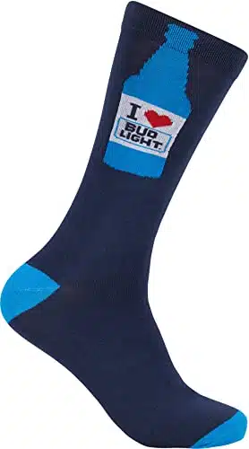Bud Light I Heart   Beer Novelty Fun Crew Socks Gift for Men   One Size Fits All I Heart Bud Light