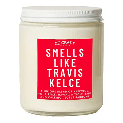 CE Craft Smells Like Travis Kelce Candle   Football Themed Candle, Gift for Kelce Fan, Celebrity Prayer Candle, Gift for Him or Her (Vanilla + Oak)