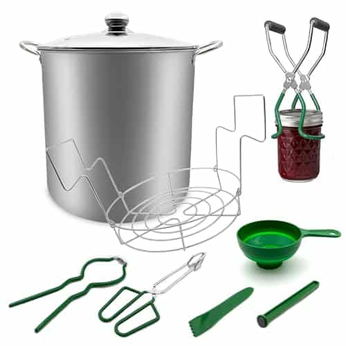 Canning Supplies Starter Kits, Stainless Steel QT Canning Pot with Rack & Pieces Canning Tool Set, Water Bath Canner for Beginner Making Cans at Home