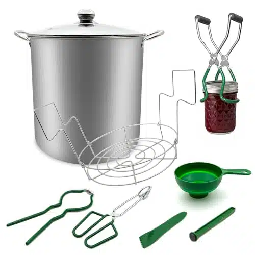 Canning Supplies Starter Kits, Stainless Steel QT Canning Pot with Rack & Pieces Canning Tool Set, Water Bath Canner for Beginner Making Cans at Home