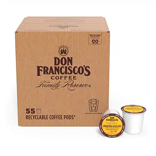 Don Francisco's Cinnamon Hazelnut Flavored Medium Roast Coffee Pods   Count   Recyclable Single Serve Coffee Pods, Compatible with your K  Cup Keurig Coffee Maker