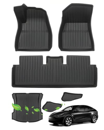 Foronetry Tesla Model Floor Mats , PCS All Weather Complete Set Floor Mats, Cargo Liners Rear Trunk Frunk Rear Storage Mats Accessories