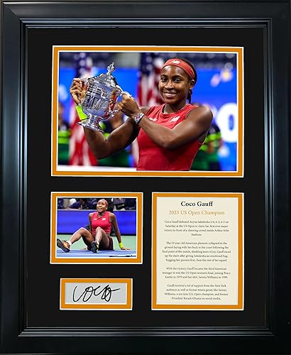Framed Coco Gauff  Open Champion Facsimile Laser Engraved Signature Auto Tennis xPhoto Collage