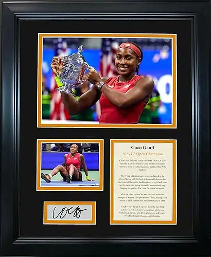 Framed Coco Gauff  Open Champion Facsimile Laser Engraved Signature Auto Tennis xPhoto Collage