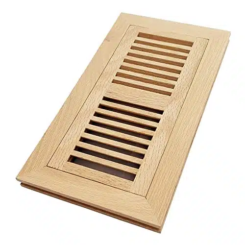 Homewell White Oak Wood Floor Register Vent, Flush Mount with Frame, xInch, Unfinished