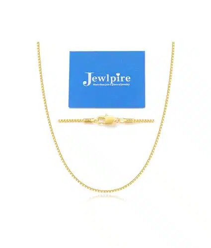 Jewlpire K Over Gold Chain Necklace for Women Girls, M Box Chain Necklaces Gold Chain for Women Italian Quality & Thin & Sturdy Women's Chain Necklaces, Inches