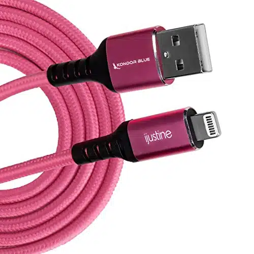 KONDOR BLUE X iJustine Pink Braided Cable (Ft, Lightning to USB A)