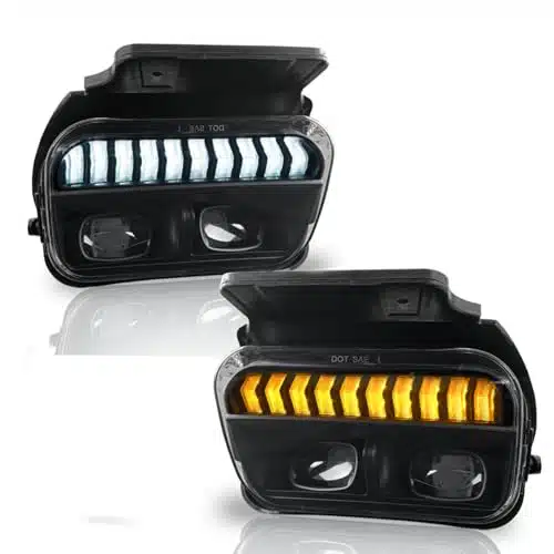 LED&DRL Fog Lights for Chevy Silverado All Models Chevy Avalanche, Pair Front Bumper Driving Fog Lamps With Daytime Running Lights(White) and Turn Signal Lights(Amber)