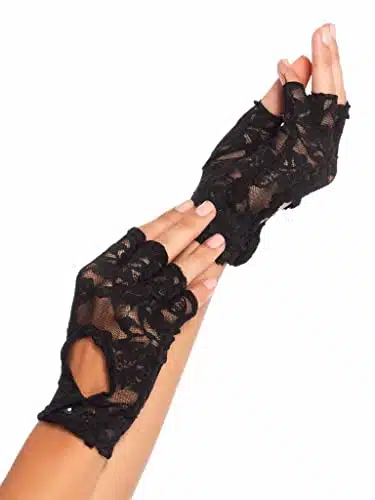 Leg Avenue Women's Keyhole Lace Fingerless Gloves Costume Accessories, Black, One Size US