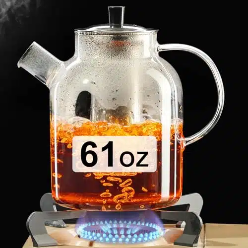 PARACITY Glass Teapot Stovetop oz, Clear Tea Kettle with Removable Stainless Steel Infuser, Glass Tea pot with Removable Filter Spout, Teapot Blooming and Loose Leaf Tea Maker