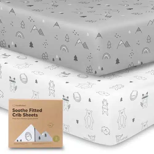 Pack Organic Crib Sheets for Boys, Girls   Jersey Fitted Crib Sheet, Baby Crib Sheets Neutral, Crib Mattress Sheet, Cotton Crib Sheets, Soft Baby Sheets for Crib (Woodland)