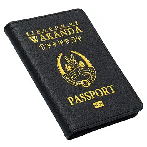 Passport Cover Kingdom of Wakanda Printed Passport Holder Leatherette Black Panther Passport Case with Multi Card and Ticket Slots