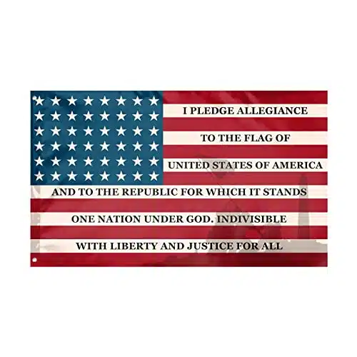 Pledge of Allegiance Patriotic American Flag, Veterans Day th of July Memorial Independence Day Freedom Vintage USA Flag Tapestry Banner with Brass Grommets & Fade Proof Polyester for Outdoor