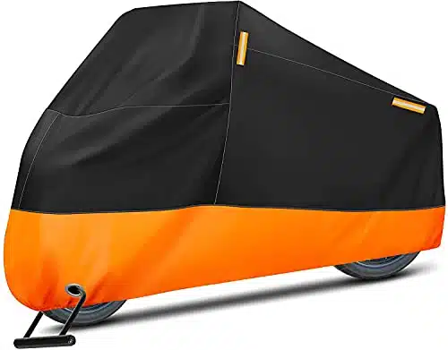 Puroma Motorcycle Cover, XXX Large Waterproof Motorbike Cover Outdoor Indoor Scooter Shelter Protection with Reflective Strips for Harley Davidson, Honda, Suzuki, Kawasaki, Ya