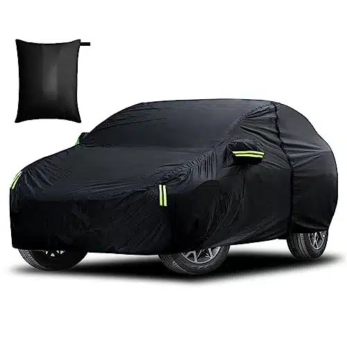SUV Car Cover Waterproof All Weather for Automobiles, Universal Fit Outdoor Full Exterior Cover Rain Sun UV Snowproof Protection with Door Zipper, Mirror Pocket for SUV (inch)