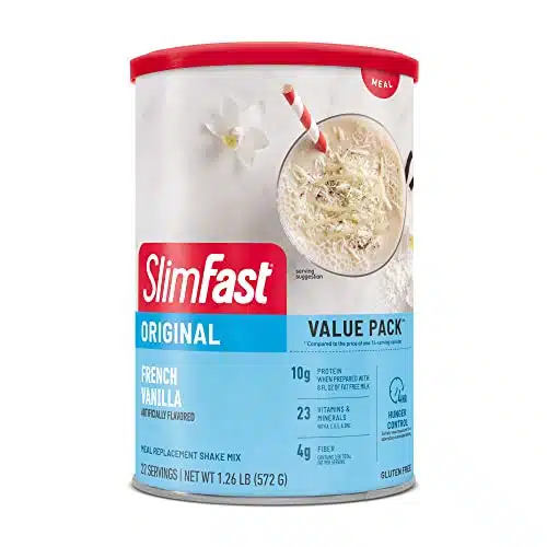 SlimFast Meal Replacement Powder, Original French Vanilla, Shake Mix, g of Protein, Servings (Packaging May Vary)