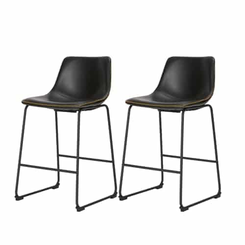 Sweetcrispy Dining Chairs Set of  Modern Upholstered Dining Room Bar Chairs with PU Leather Cushion and Metal Legs, inch Seat Height Counter Height Bar Stools for Kitchen Island, Black