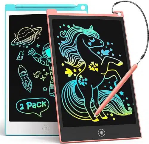TECJOE Pack LCD Writing Tablet, Inch Colorful Doodle Board Drawing Tablet for Kids, Kids Travel Games Activity Learning Toys Birthday Gifts for Year Old Boys and Girls Toddler