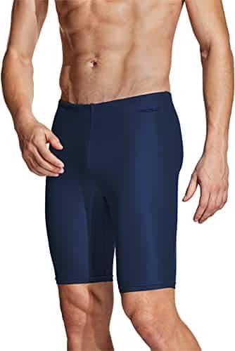 TSLA Men's Swim Jammers, Athletic Racing Swimming Shorts Trunks, UPF + Sun Protection Endurance Triathlon Swimsuit, Classic Navy,