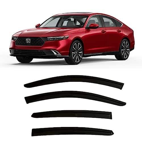 Tape On Side Window Visor Deflectors for Honda Accord LX EX Sport EX L Sport L Touring Hybrid Smoked Tinted Rain Guards