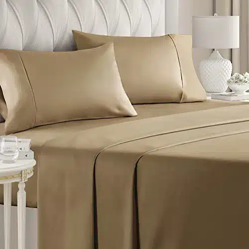 Thread Count Cotton   King Size Sheet Set   % Cotton Sheets   Thread Count   Sateen Cotton   Deep Pocket Cotton Bed Sheets   Silky & Soft Cotton   Hotel Quality Cotton Sheet for King Beds