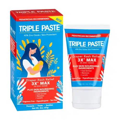Triple Paste X Max Diaper Rash Ointment, Maximum Strength Zinc Oxide Ointment for Severe Diaper Rash, oz Tube