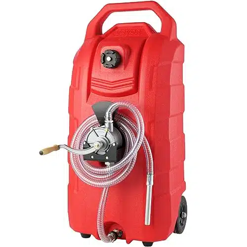 VEVOR Gallon Fuel Caddy, Lmin, Portable Gas Storage Tank Container with Hand Pump Rubber Wheels, Fuel Transfer Storage Tank for Gasoline Diesel Machine Oil Car Mowers Tractor Boat Motorcycle