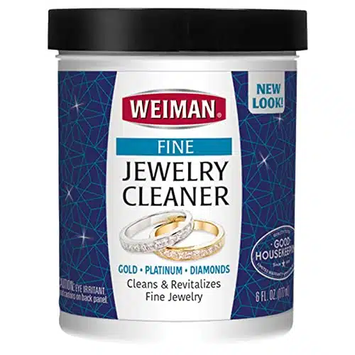 Weiman Fine Jewelry Cleaner Liquid with Cleaning Brush  Restores Shine & Brilliance to Gold, Platinum, Precious Gemstones & Diamond Jewelry, Oz
