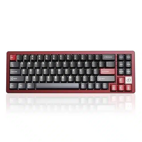 YUNZII AL% Mechanical Keyboard, Full Aluminum CNC, Hot Swappable Gasket, GHz Wireless BTB C Wired Gaming Keyboard,NKRO Programmable RGB,for WinMac(Red,Crystal White Switch)