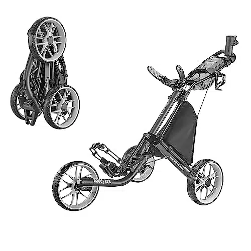 caddytek CaddyLite EZ Version heel Golf Push Cart   Foldable Collapsible Lightweight Pushcart with Foot Brake   Easy to Open & Close, dark grey, one size