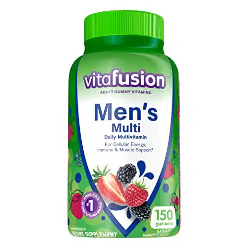 vitafusion Adult Gummy Vitamins for Men, Berry Flavored Daily Multivitamins for Men With Vitamins A, C, D, E, Band B, Americas Number Gummy Vitamin Brand, Day Supply, Count