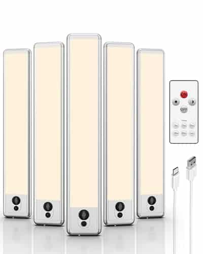 EZVALO Under Cabinet Lights, LED Closet Lights Wireless USB Charging, Motion Sensor Lighting Indoor K dimmable with Remote Control (Warm) Pack