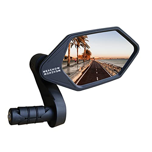 MEACHO New Bar End Bike Mirror, Crystal UHD Automotive Grade Glass Lens E Bike Mirrors, Scratch Resistant, Safe Rearview Mirrors, (Silver Right Side) ME RS