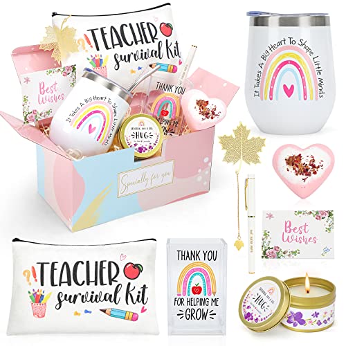 NaiCeay Teacher Gifts for Women,Teacher Appreciation Gifts,Teacher Christmas Gifts,Thank You Gifts,Back to School Gifts for Teachers,oz Teacher Tumbler Gift Basket