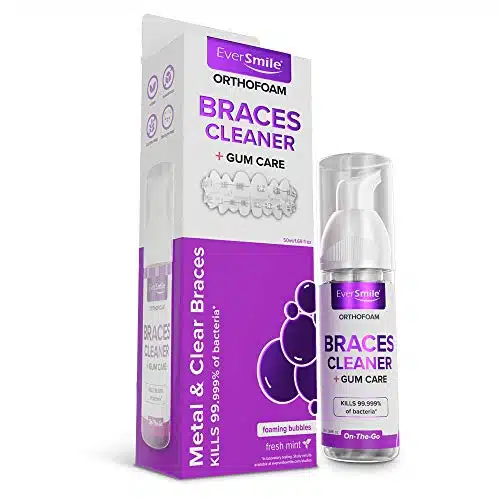 OrthoFoam Braces Cleaner   Cleans Under Metal, Ceramic or Clear Brackets & Wires. Can Brush or Rinse with & Use in Trays. Foaming Bubbles Whiten Teeth & Fight Plaque (Pack)(Pa