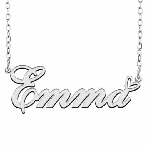 RONKAHSHOW Emma Custom Name Necklace Customized Personalized Pendant Name Necklace with Heart Name Necklace for Women Best Gift for Girl Birthday Motherday Christmas wedding S