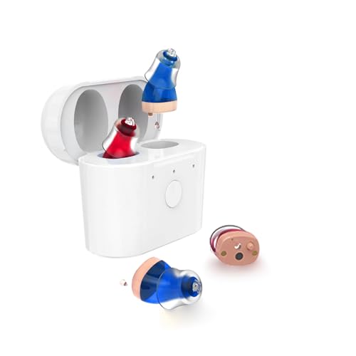 Sierescon Nano Hearing Aids for Seniors Rechargeable with Noise Cancelling   Digital Hearing Aids Invisible Hearing Amplifiers With Portable Charging Case,In The Ear PSAP Pers
