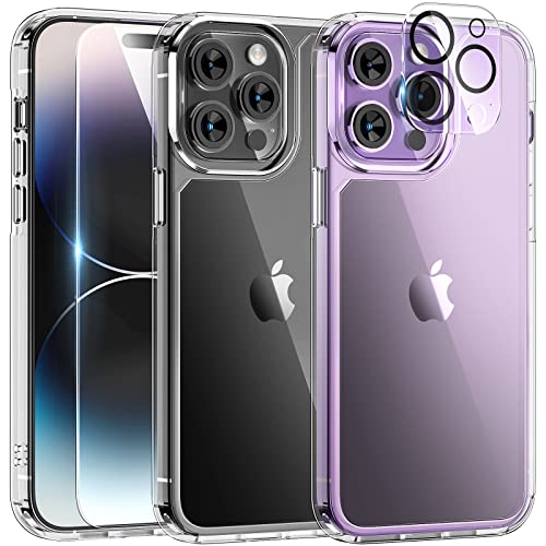 TAURI for iPhone Pro Case, [in ] X Clear Case [Not Yellowing] with X Screen Protectors + X Camera Lens Protectors, [Military Grade Drop Protection] Slim Shockproof Case for iP