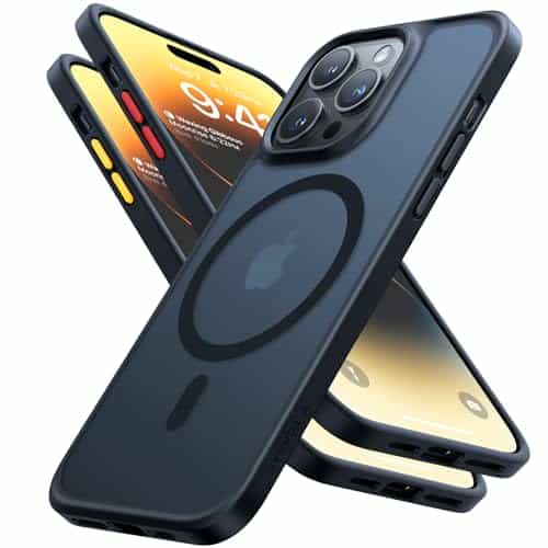 TORRAS Stronger Magnetic for iPhone Pro Case, FT Military Grade Drop Tested, Compatible with MagSafe, Slim Protective Matte Silicone for iPhone Pro Phone Case, Translucent Bac