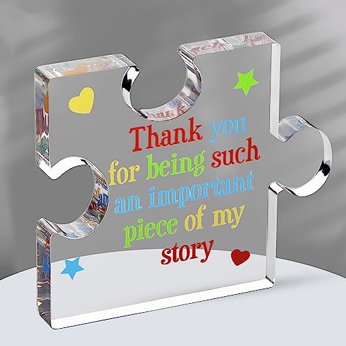 Teacher Appreciation Gifts for Women, Men   Thank You Engraved Acrylic Block Puzzle x inch   Heartwarming Teacher Gift   Cute Student Teacher Gifts   Novelty Daycare Teacher G