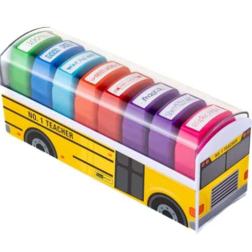 Teacher Stamps   Self Inking Motivational Encouraging and Colorful Set for School Classroom and Homeschool Setting (Set of )