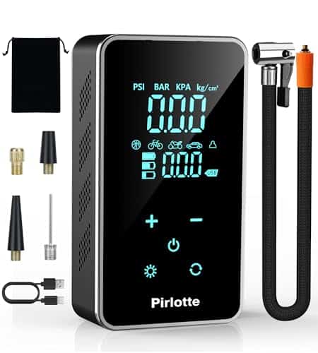 Tire Inflator Portable Air Compressor Air Pump for Car mAh Electric Air Compressor Portable Air Pump Cordless PSI Tire Pump with Touch ScreenGaugeLight for Motorcycle, Bike, B
