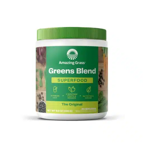 Amazing Grass Greens Blend Superfood Super Greens Powder Smoothie Mix for Boost Energy ,with Organic Spirulina, Chlorella, Beet Root Powder, Digestive Enzymes & Probiotics, Or