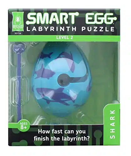 Bepuzzled Shark Layer,Smart Egg Labyrinth Puzzle Maze for Kids Age and Above   Aqua,Blue (Level ) Great Easter Egg Hunt Gift