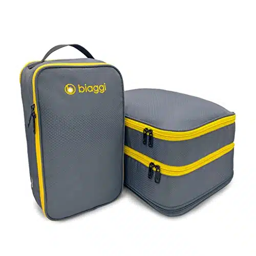 Biaggi Double Deck Compression Cube   Expandable Travel Organizer Bags for Suitcases, Lightweight, Zipper Packing Cubes for Women & Men's Travel Essentials