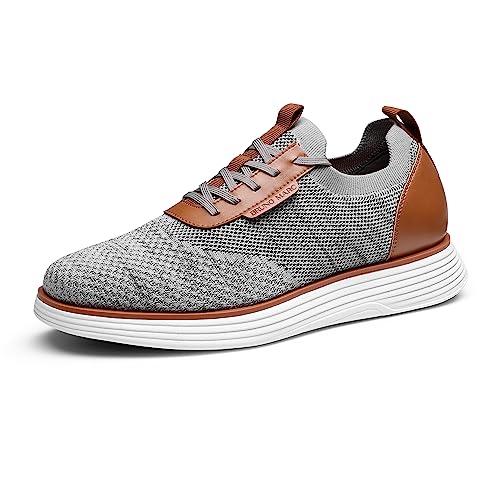Bruno Marc Men's Mesh Dress Sneakers Casual Business Oxfords Comfortable Shoes, Grey, , SBOX