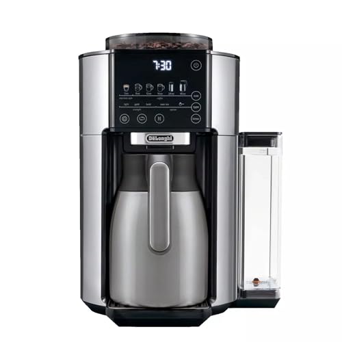 De'Longhi TrueBrew Drip Coffee Maker, Built in Grinder, Single Serve, oz to oz with oz Carafe, Hot or Iced Coffee, Stainless,CAM