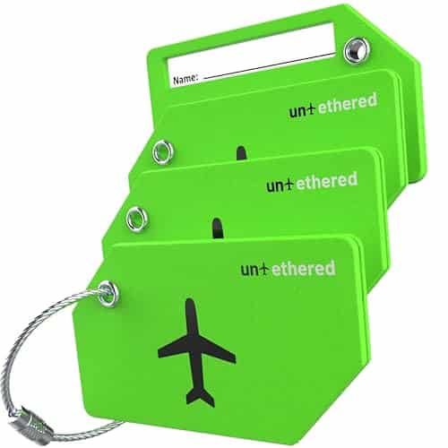 Untethered Luggage Tag Set   Pack of Identifiers and Name Tags for Suitcases and Bags (Green)
